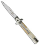 AKC Leverletto  7.75" Lever Lock  Auto Italian Knife Honey (3.2" Satin Flat)
