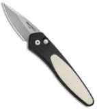 Pro-Tech Half-Breed Tuxedo Automatic Knife Black/Ivory Micarta (1.95" Stonewash)