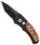 Pro-Tech Runt J4 Tanto Automatic Knife Box Elder Burl (1.94" Black) 5407-DB