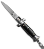 SKM 4" Keychain Stiletto Automatic Knife Black (1.6" Satin Flat)