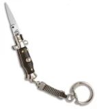 SKM 2.75" Keychain Stiletto Automatic Knife Sim Wood (1.2" Satin Bayonet)