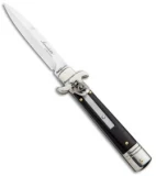 AKC Leverletto 7.75" Lever Lock Auto Italian Knife Ebony (4" Satin Bayo)