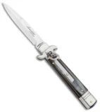 AKC Leverletto 7.75" Lever Lock Auto Italian Knife Honey Horn (3.25" Satin Bayo)