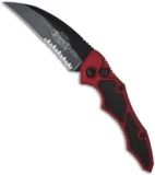 Microtech Kestrel Red Tactical Automatic Knife (3.95" Black Serr) 131-2RD