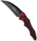 Microtech Kestrel Red Tactical Automatic Knife (3.95" Black Plain) 131-1RD