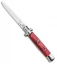 SKM 9" Italian Stiletto Automatic Dagger Knife Red Acrylic (4" Satin)