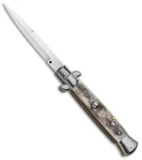 Frank B 9" Italian Stiletto Automatic Bayonet Knife Black Lip Pearl (4" Satin)