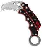 Mantis Vuja De Balisong Karambit Crossover Knife Black/Red G-10 (2" Satin)