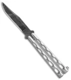 Bear &  Son Clip Point Butterfly Knife Stainless Steel  (4.1" Damascus) SS14D
