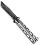 Bear & Son Tanto Butterfly Knife Stainless Steel (4.1" Damascus) SS14AD