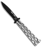 Bear &  Son Spear Point Butterfly Knife Stainless Steel (4.1" Black) SS15