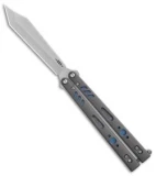 BRS Premium Replicant Balisong Butterfly Knife Gray G-10/Blue Ti (4.5" SW)
