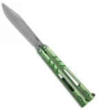 BRS ALT Alpha Beast Infinity Balisong Butterfly Knife Green Ti (4.5" Stonewash)