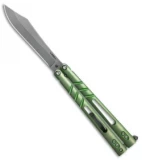 BRS Alpha Beast Infinity Balisong Butterfly Knife Green Ti (4.5" Stonewash)