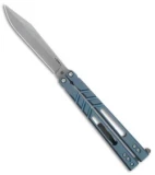 BRS Premium ALT Alpha Beast Balisong Butterfly Knife  Blue Ti (4.5" Stonewash)