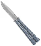 DogBite Knives DB3.1 Balisong Butterfly Knife Blue Ti (4" Stonewash)