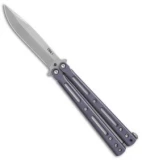 DogBite Knives DB3.1 Balisong Butterfly Knife Purple Ti (4" Stonewash)