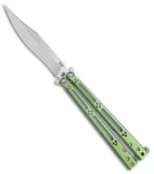 Hom Design Basilisk-R Titanium Balisong Butterfly Knife Green Ano (4.6" Satin)