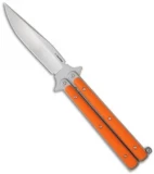 Les Voorhies Custom Knives Model 1 Balisong Butterfly Knife w/ Orange G-10