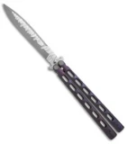 Snody Knives Custom Highroller Balisong Butterfly Knife Purple Ti (5" Satin/SW)