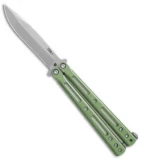 DogBite Knives DB3.1 Balisong Butterfly Knife Green Titanium (4" Stonewash)