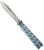 Snody Knives Custom Highroller Balisong Butterfly Knife Electric Blue Ti