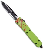 Microtech Ultratech Green Zombie Tech OTF Knife (3.4" Two-Tone Serr) 121-2Z