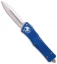 Microtech Blue Troodon D/E OTF Automatic Knife (3" Stonewash Full Serr) 138-12BL