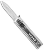 Mini D/A OTF Automatic Knife Lighter Silver (2.1" Satin) Refillable Butane