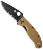 Spyderco Tenacious Liner Lock Knife Brown G-10 (3.39" Black Serr) C122GPSBBN