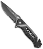 Smith & Wesson Rescue Liner Lock Knife Black/Gray (3.5" Black Serr) SW608S