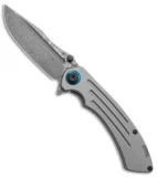 Kansept Knives Pretatout Clip Point Frame Lock Knife Titanium (3.6" Damascus)