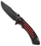 Kansept Knives Pretatout Liner Lock Knife Black/Red G-10 (3.6" Black Stonewash)