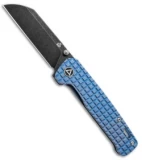 QSP Penguin Frame Lock Knife Blue Ti Fragtanium (3.1" Black SW 154CM)