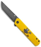 Kansept Knives Foosa Slip Joint Knife Yellow G-10 w/ Bat/Spider (3" Black SW)