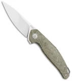 MKM Anso Goccia Liner Lock Flipper Knife Green Micarta (3.25" Satin)