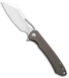 DROP + Ferrum Forge Buc Frame Lock Knife Bronze Titanium (3.5" Satin)