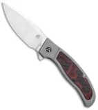 QSP Legatus Frame Lock Knife Titanium w/CF+Red G-10 Inlay (3.25" Satin) QS136-B