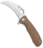 Honey Badger Claw Flipper Knife Tan Nylon (3.3" Satin Serrated)