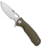 Honey Badger Knives Small Flipper Drop Point Green FRN (3" Satin) HB1023
