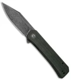 CIVIVI Relic Liner Lock Knife w/Tweezers Green Micarta (3.5" Damascus)