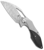 Kizer Isham Minitherium Flipper Knife Ti/Carbon Fiber (3" Odin Heim Damasteel)