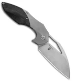 Kizer Isham Megatherium Left Hand Flipper Knife Ti/CF (3.6" Stonewash) KI4502L1