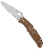 Spyderco Endura 4 Knife Flat Ground Brown FRN (3.75" Satin Plain) C10FPBN