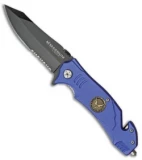 Boker Air Force Rescue Flipper Liner Lock Knife Blue (3.375" Black Serr) 01LL473