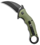 Buck N Bear Tactical Karambit Liner Lock Knife Green G-10  (2.5" Black)