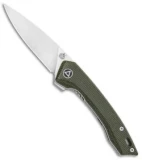 QSP Leopard Liner Lock Knife Green Linen Micarta (3" Satin) QS135-C