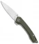 QSP Leopard Liner Lock Knife Green Linen Micarta (3" Satin) QS135-C