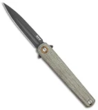 MKM Zieba Flame Dagger Frame Lock Knife Bronze Ti/Green Micarta (2.87" Black SW)