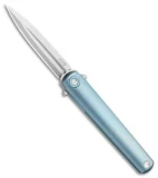 MKM Zieba Flame Dagger Frame Lock Knife Blue Ti (2.9" Stonewash) FL02-TBSW